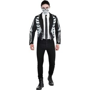 Mens Halloween Skeleton Bones Tuxedo Suit Jacket Jacket only Fits Up to size 42